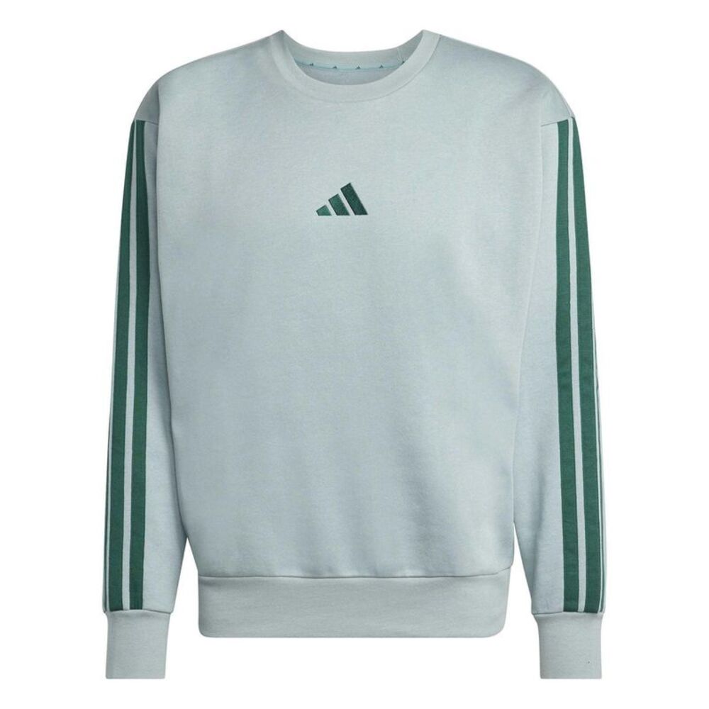 Adidas Mens 3 Stripes Fleece Sweatshirt / Sage